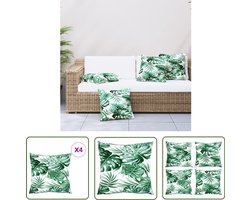 vidaXL Kussens - Bankkussens - Bankkussens 4 st bladpatroon 50x50 cm stof - Tuinkussens - Outdoor Kussens - Patio Kussens