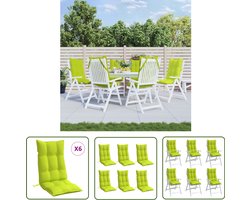 vidaXL Kussens Voor Stoelen - Tuinstoelkussens - Stoelkussens 6 st hoge rug oxford stof heldergroen - Outdoor Kussens - Balkon Kussens - Groene Kussens