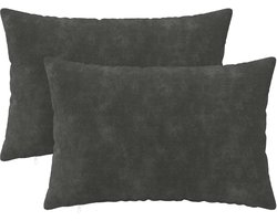 vidaXL - Kussensloop - 2 - st - HEERLEN - Antraciet - 30 - x - 50 - cm - Microfiber - Fleece