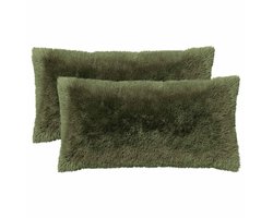 vidaXL - Kussensloop - 2 - st - HEERLEN - Groen - 40 - x - 80 - cm - PV - Fleece