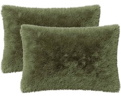 vidaXL - Kussensloop - 2 - st - HEERLEN - Groen - 50 - x - 80 - cm - PV - Fleece