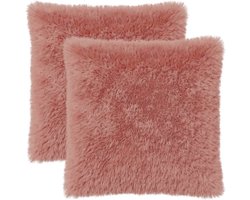 vidaXL - Kussensloop - 2 - st - HEERLEN - Roze - 65 - x - 65 - cm - PV - Fleece