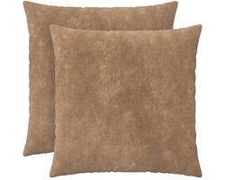 vidaXL - Kussensloop - 2 - st - HEERLEN - Taupe - 65 - x - 65 - cm - Microfiber - Fleece