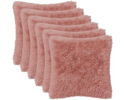 vidaXL - Kussensloop - 6 - st - HEERLEN - Roze - 50 - x - 50 - cm - PV - Fleece