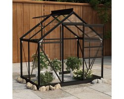 vidaXL - Kweekkas - 155x103x191 - cm - aluminium - en - glas - antracietkleurig