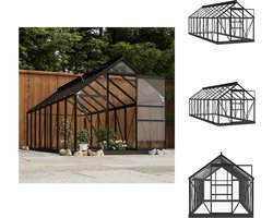 vidaXL Kweekkas - Glazen - 155x395.5x191 cm - Uv-bestendig - Thermisch geïsoleerd - Aluminium/Staal - Kas