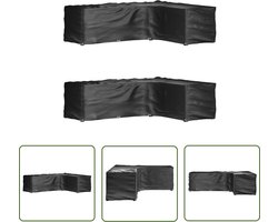 vidaXL L-vormig Meubelhoes - Tuinmeubelhoes - Tuinmeubelhoezen L-vormig 2 st 16 oogjes 260x210x80 cm - Buitendecoratie - Tuindeco - Beschermende Hoes