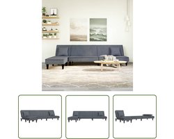 vidaXL L-vormig Sofa - Slaapbank - Slaapbank L-vormig 255x140x70 cm fluweel donkergrijs - Donkere Grijze Meubels - Velvet Sofa - Tweepersoons Bank