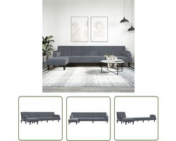 vidaXL L-vormig Sofa - Slaapbank - Slaapbank L-vormig 260x140x70 cm fluweel donkergrijs - Donkere Grijze Bank - Velvet Bank - Tweepersoons Bank