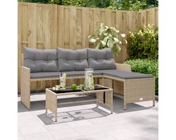 vidaXL L-vormige tuinbank met tafel en kussens Tuinbank - Lounge Set - Buis Meubel - Outdoor Furniture - Pe Rattan - Garden Sofa - Terasset - Zomerhuis