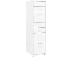 vidaXL - Ladeblok - verrijdbaar - 28x41x109 - cm - metaal - wit