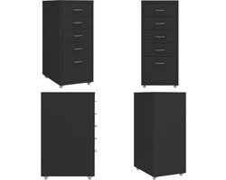 vidaXL Ladeblok verrijdbaar 28x41x69 cm metaal zwart - Ladeblok - Ladeblokken - Ladenblok - Ladenblokken