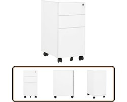 vidaXL Ladeblok Verrijdbaar - 39x45x59 cm - Wit - Staal Kast - Ladenkast - Archivak - Bureau Accessoires - Metalen Kast