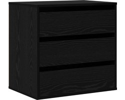 vidaXL - Ladekast - 3-Lade - Zwart - 61 - x - 41 - x - 58 - cm - Bewerkt - hout