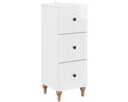 vidaXL - Ladekast - 33 - x - 34,5 - x - 90 - cm - Bewerkt - hout - Hoogglans - Wit