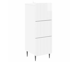 vidaXL - Ladekast - 33 - x - 34,5 - x - 92 - cm - Bewerkt - hout - Hoogglans - Wit