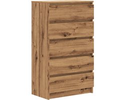 vidaXL - Ladekast - 60x36x103 - cm - bewerkt - hout - artisanaal - eikenkleur