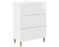 vidaXL - Ladekast - 66 - x - 34,5 - x - 90 - cm - Bewerkt - hout - Hoogglans - Wit