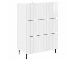 vidaXL - Ladekast - 66 - x - 34,5 - x - 92 - cm - Bewerkt - hout - Hoogglans - Wit