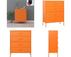vidaXL Ladekast 80x35x101-5 cm staal oranje - Ladekast - Ladekasten - Ladenkast - Ladenkasten