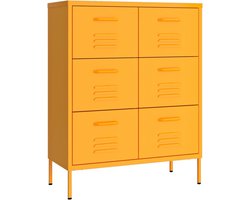 vidaXL - Ladekast - 80x35x101,5 - cm - staal - mosterdgeel