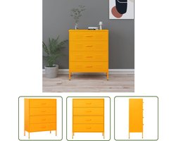 vidaXL Ladekast 80x35x101,5 cm staal mosterdgeel - Ladekast - Mustardkleur - Staalkast - Opbergkast - Salontafel