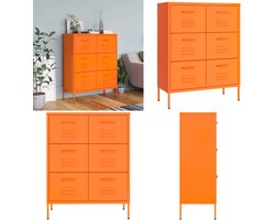 vidaXL Ladekast 80x35x101,5 cm staal oranje - Opbergkast - Opbergkasten - Opslagkast - Opslagkasten