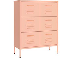 vidaXL - Ladekast - 80x35x101,5 - cm - staal - roze