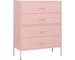 vidaXL - Ladekast - 80x35x101,5 - cm - staal - roze