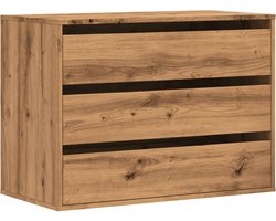 vidaXL - Ladekast - 80x41x58 - cm - bewerkt - hout - artisanaal - eikenkleurig