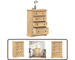 vidaXL Ladekast Corona - Grenenhout - 80x43x114 cm Ladekast - Kasten - Opbergkast - Grenenhouten Meubel - Vintage Kast