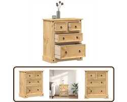 vidaXL Ladekast Corona - Grenenhout - 80x43x91 cm Ladekast - Grenenhouten Kast - Opbergkast - Vintage Kast - Salontafel