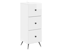 vidaXL - Ladekast - Hoogglans - Wit - 33 - x - 34,5 - x - 90 - cm - Bewerkt - hout
