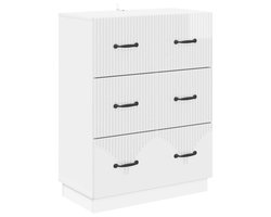 vidaXL - Ladekast - Hoogglans - Wit - 66 - x - 34,5 - x - 87 - cm - Bewerkt - hout