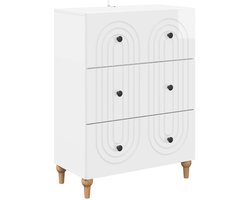 vidaXL - Ladekast - Hoogglans - Wit - 66 - x - 34,5 - x - 90 - cm - Bewerkt - hout