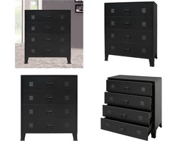 vidaXL Ladekast industriële stijl 78x40x93 cm metaal zwart - Ladekast - Ladekasten - Ladenkast - Ladenkasten