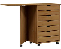 vidaXL - Ladekast - met - bureau - MOSS - verrijdbaar - massief - grenen - honingbruin