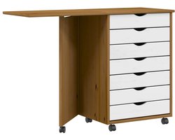 vidaXL - Ladekast - met - bureau - MOSS - verrijdbaar - massief - grenen - honingbruin