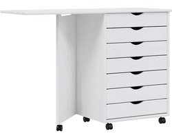 vidaXL - Ladekast - met - bureau - MOSS - verrijdbaar - massief - grenenhout - wit