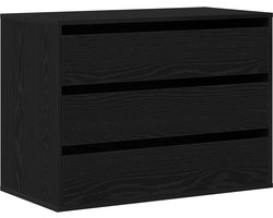 vidaXL - Ladekast - met - lade - Zwart - eiken - 80 - x - 41 - x - 58 - cm - Bewerkt - hout