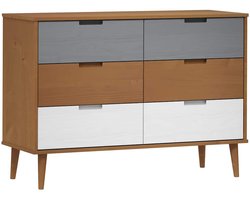 vidaXL - Ladekast - MOLDE - 113x40x80 - cm - massief - grenenhout - bruin