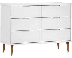 vidaXL - Ladekast - MOLDE - 113x40x80 - cm - massief - grenenhout - wit