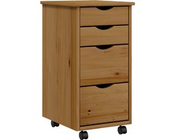 vidaXL Ladekast MOSS - Honingbruin Grenenhout Lade Kast - Opbergkast - Buro Accessoires - Grenenhout Meubilair - Honigbruin Meubel