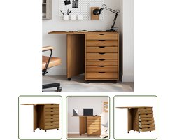vidaXL Ladekast MOSS - Massief Grenen - Honingbruin Verrijdbare Kast - Bureaukast - Houten Kast - Grenoblehouten Meubilair - Opbergkast