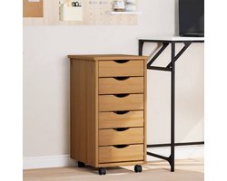 vidaXL Ladekast MOSS - Verrijdbaar - Grenenhout Verrijdbare Ladekast - Houten Kast - Ladekast Met Laden - Opslagoplossing - Bureaustools