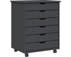 vidaXL - Ladekast - MOSS - verrijdbaar - massief - grenenhout - grijs