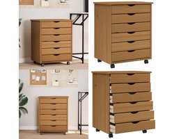 vidaXL Ladekast MOSS verrijdbaar massief grenenhout honingbruin - Bureaukast - Bureaukasten - Ladekast - Ladenkast