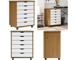 vidaXL Ladekast MOSS verrijdbaar massief grenenhout honingbruin - Bureaukast - Bureaukasten - Ladekast - Ladenkast