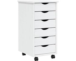 vidaXL - Ladekast - MOSS - verrijdbaar - massief - grenenhout - wit