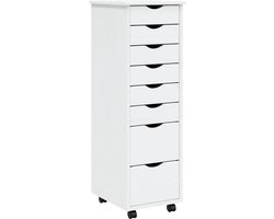 vidaXL - Ladekast - MOSS - verrijdbaar - massief - grenenhout - wit